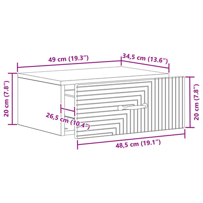 Vegghengt Nattbord med skuff 2 pcs Røkt Eik 49 x 34,5 x 20 cm