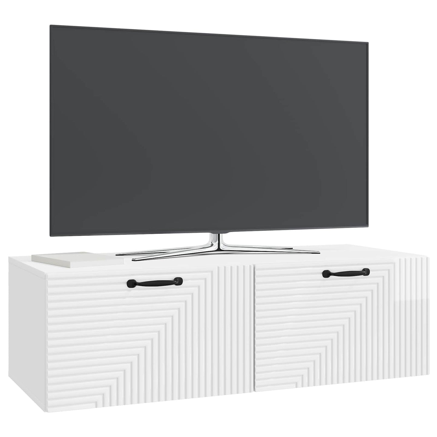 Vegghengt TV skap Høgglans hvit 98 x 41 x 30 cm Konstruert tre
