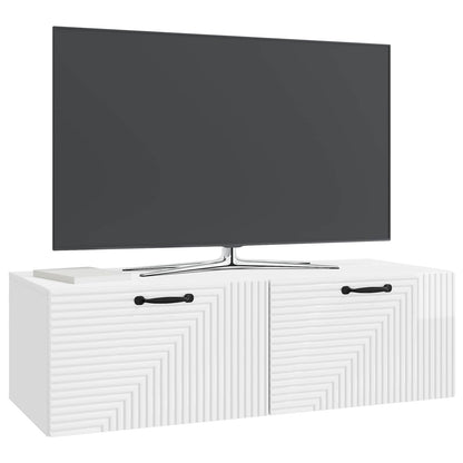 Vegghengt TV skap Høgglans hvit 98 x 41 x 30 cm Konstruert tre