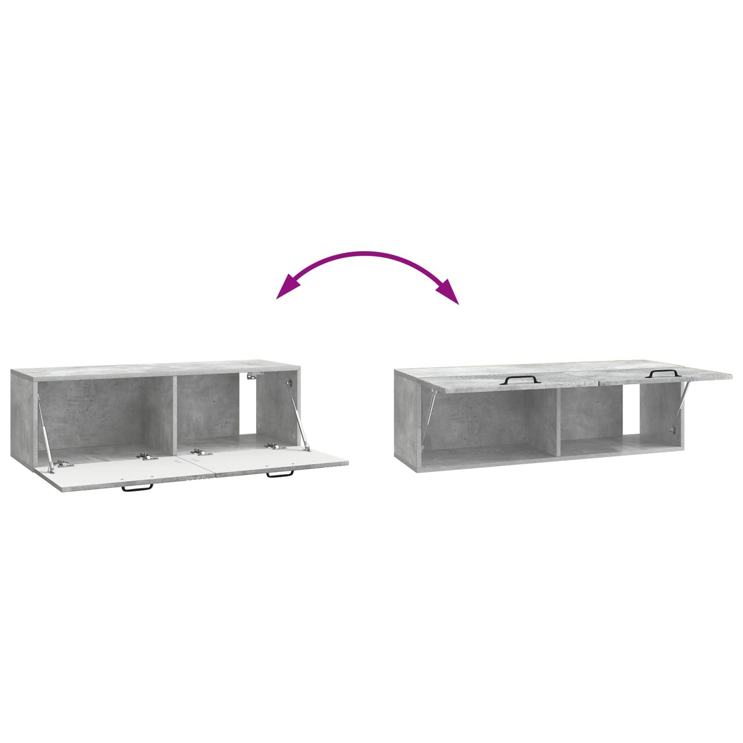 Vegghengt TV skap Betonggrå 98 x 31 x 30 cm Konstruert tre