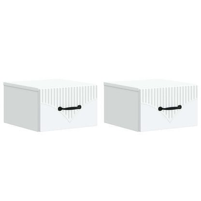 Vegghengt Nattbord 2 pcs Hvit 34,5 x 33 x 20 cm Konstruert tre