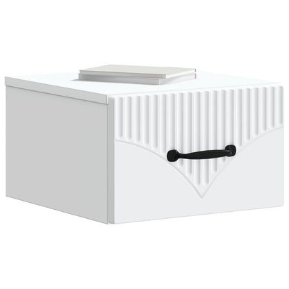Vegghengt Nattbord 2 pcs Hvit 34,5 x 33 x 20 cm Konstruert tre