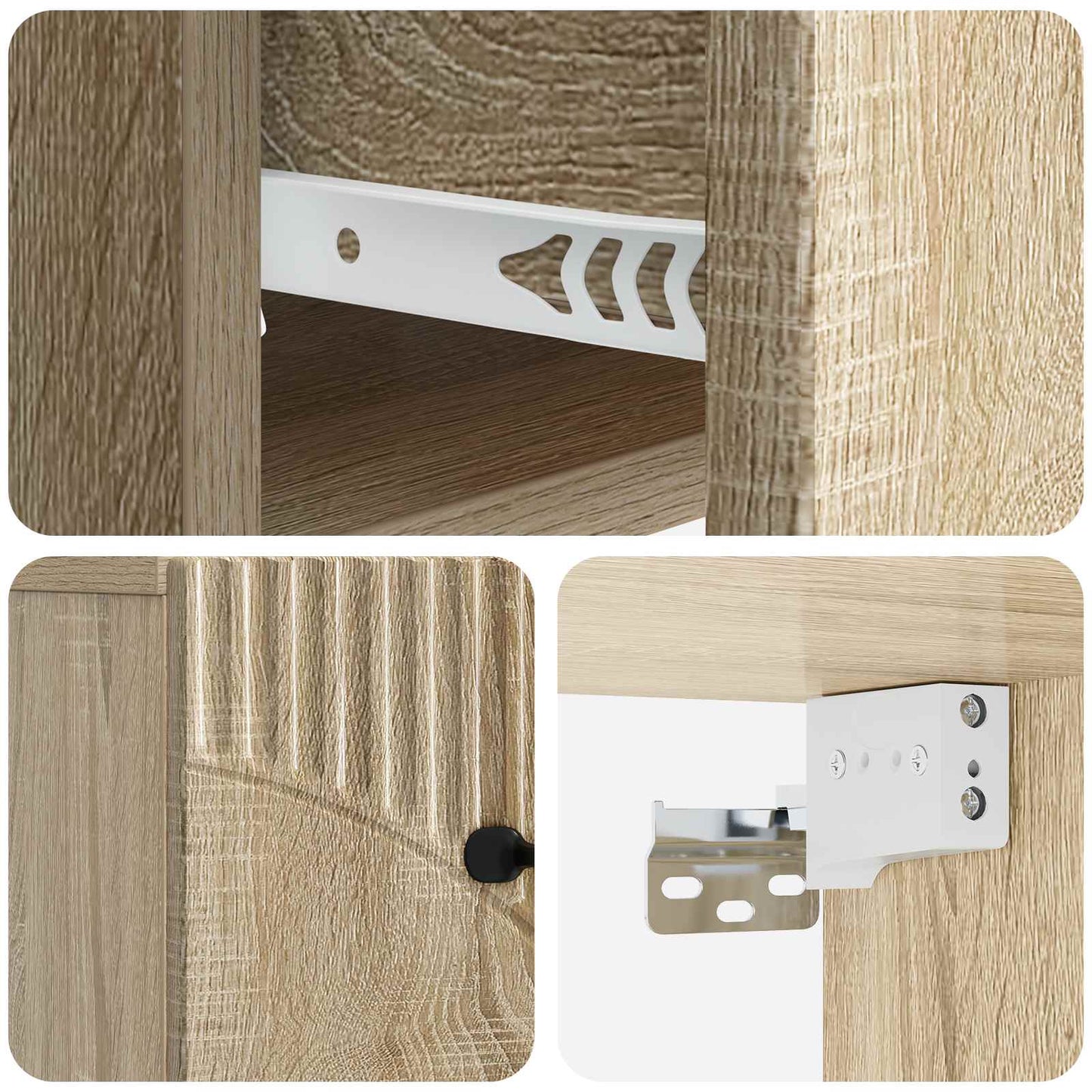 Vegghengt Nattbord med skuff 2 pcs Sonoma eik 34,5 x 33 x 20 cm