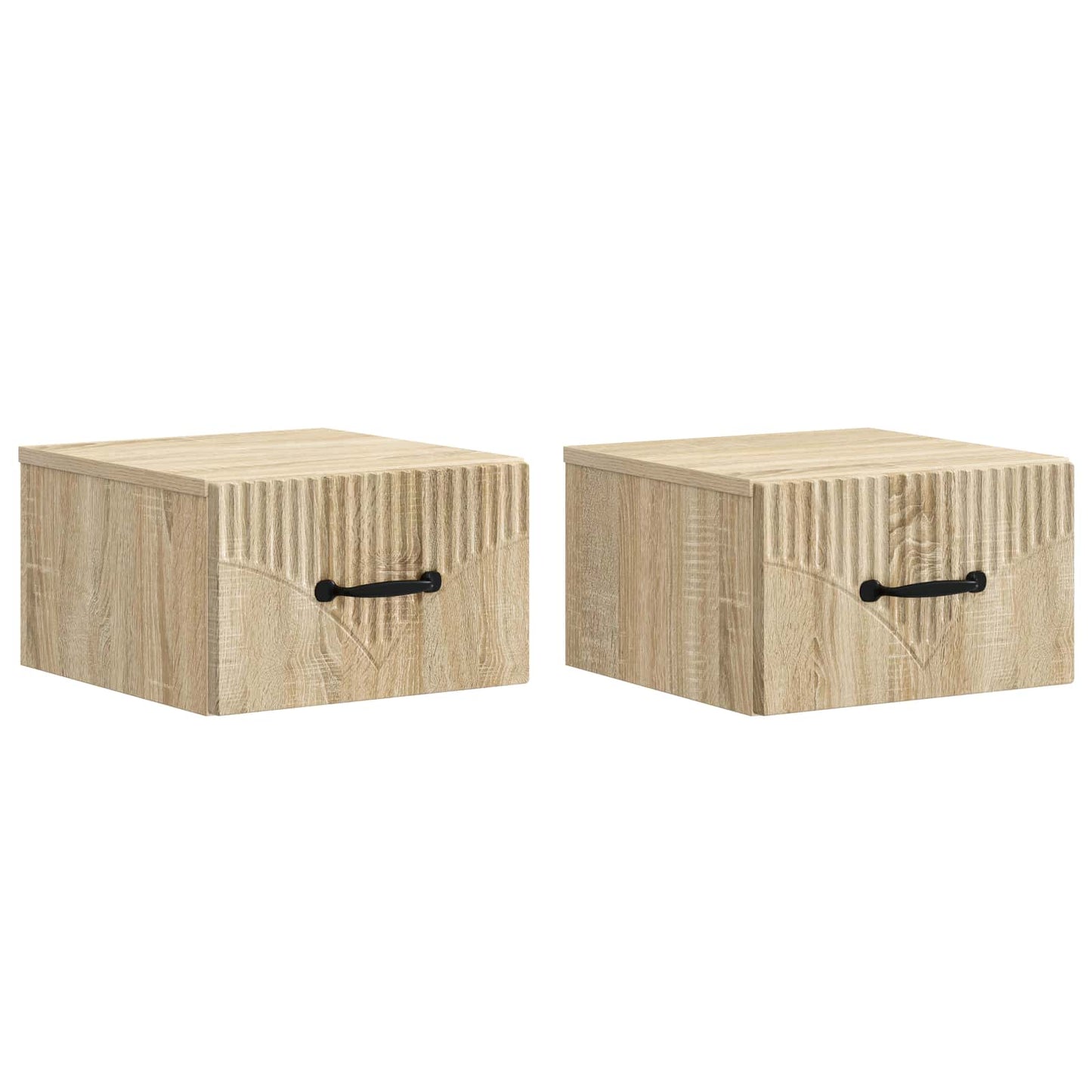 Vegghengt Nattbord med skuff 2 pcs Sonoma eik 34,5 x 33 x 20 cm