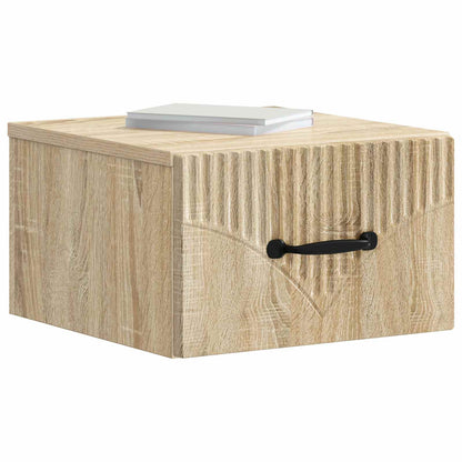 Vegghengt Nattbord med skuff 2 pcs Sonoma eik 34,5 x 33 x 20 cm