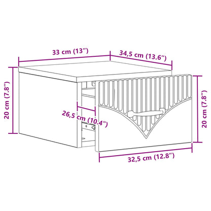 Vegghengt Nattbord med skuff 2 pcs Sonoma eik 34,5 x 33 x 20 cm