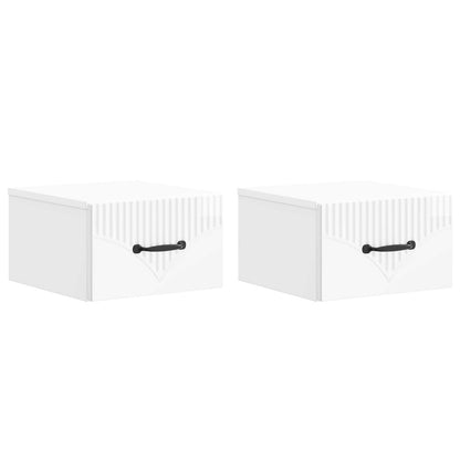 Vegghengt Nattbord 2 pcs Høgglans hvit 34,5 x 33 x 20 cm