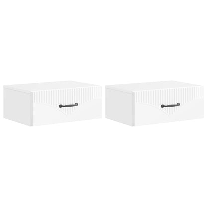 Vegghengt Nattbord 2 pcs Høgglans hvit 49 x 34,5 x 20 cm