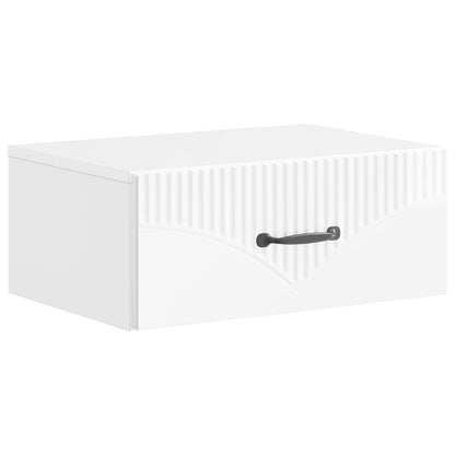 Vegghengt Nattbord 2 pcs Høgglans hvit 49 x 34,5 x 20 cm