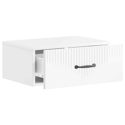 Vegghengt Nattbord 2 pcs Høgglans hvit 49 x 34,5 x 20 cm