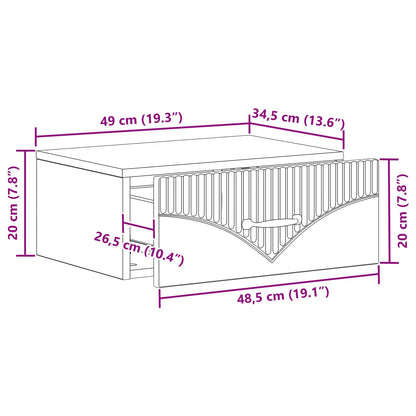 Vegghengt Nattbord 2 pcs Høgglans hvit 49 x 34,5 x 20 cm