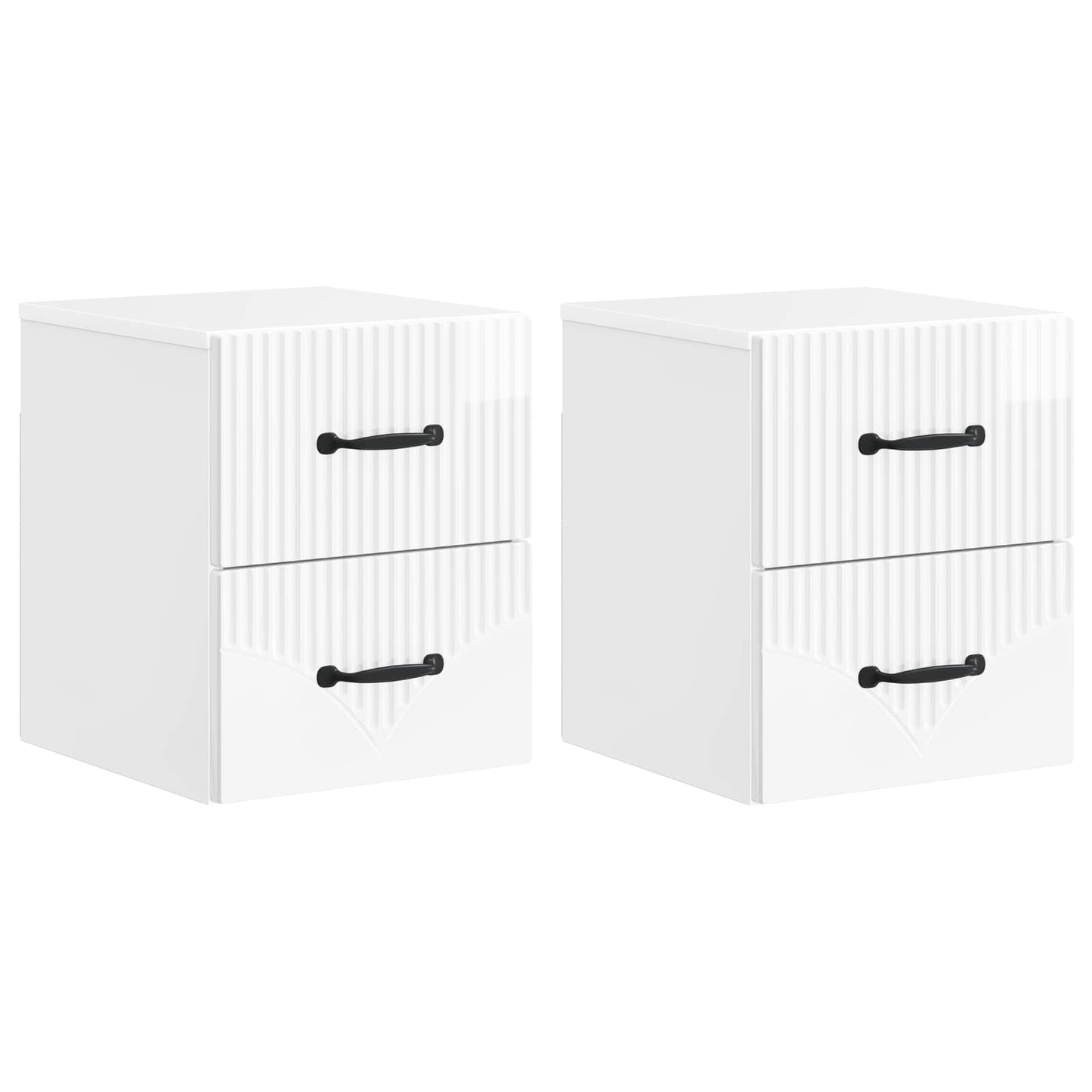 Vegghengt Nattbord 2 pcs Høgglans hvit 34,5 x 33 x 40 cm