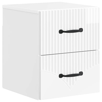 Vegghengt Nattbord 2 pcs Høgglans hvit 34,5 x 33 x 40 cm