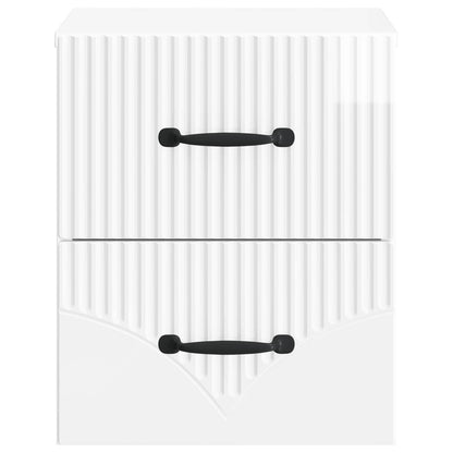 Vegghengt Nattbord 2 pcs Høgglans hvit 34,5 x 33 x 40 cm
