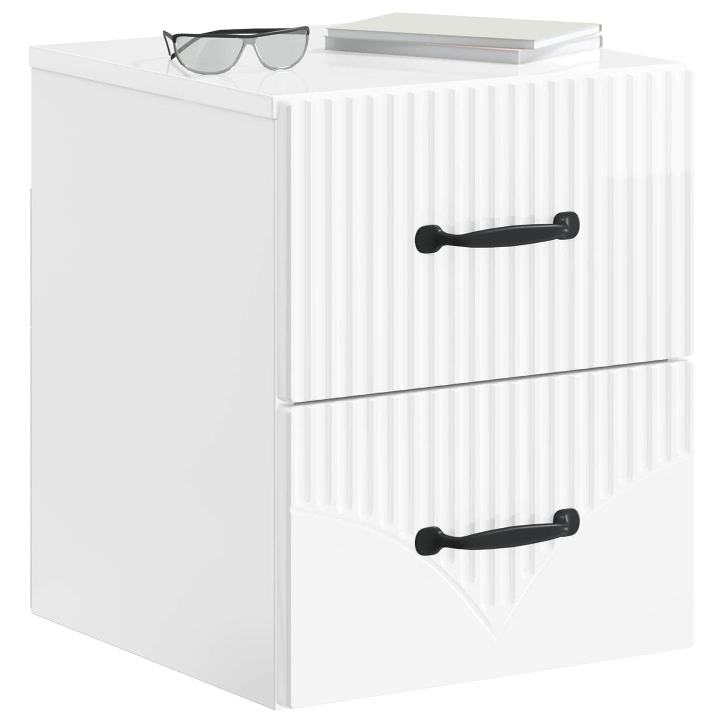 Vegghengt Nattbord 2 pcs Høgglans hvit 34,5 x 33 x 40 cm