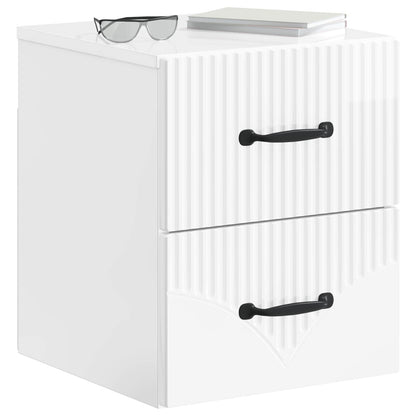 Vegghengt Nattbord 2 pcs Høgglans hvit 34,5 x 33 x 40 cm