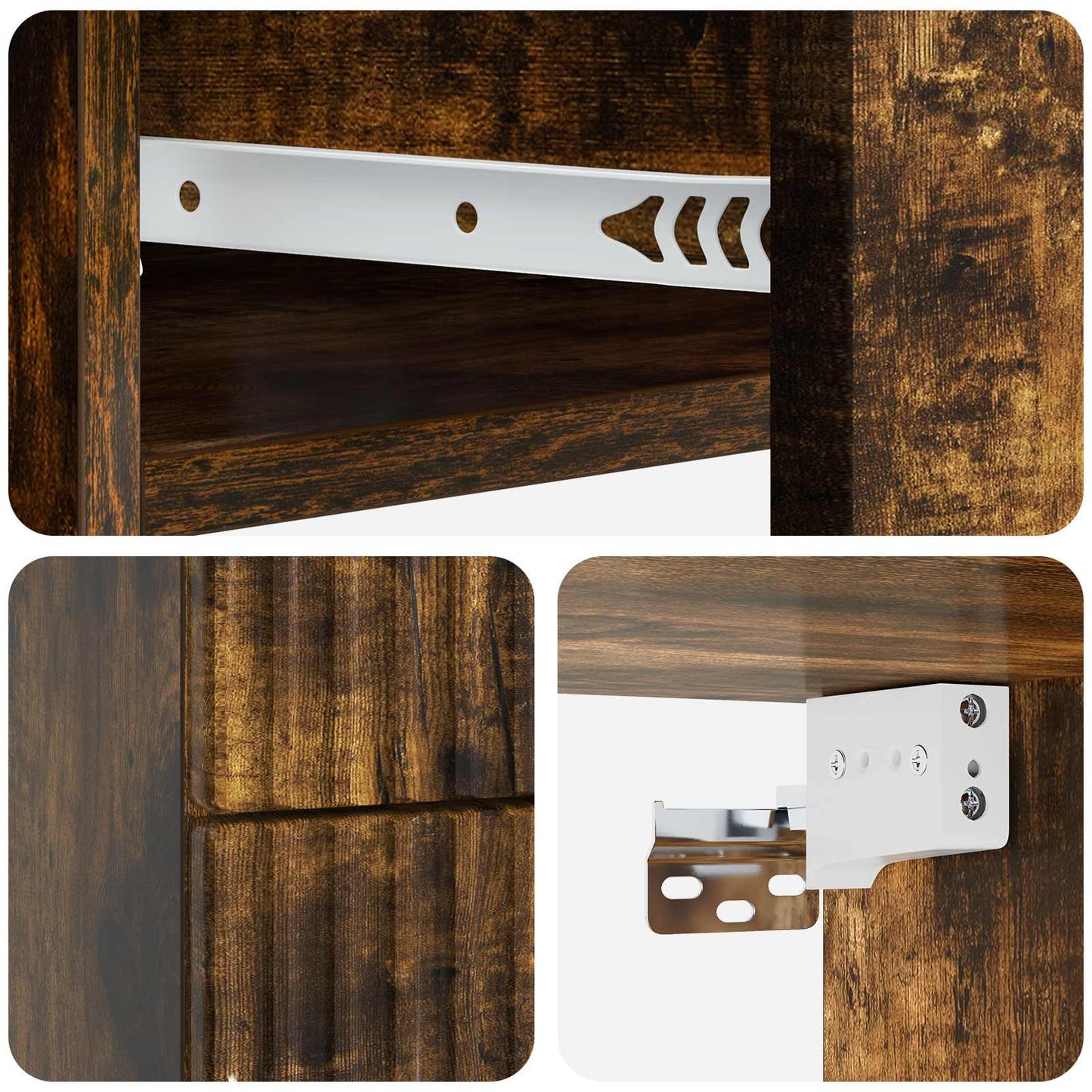 Vegghengt Nattbord med skuff 2 pcs Røkt Eik 34,5 x 33 x 40 cm