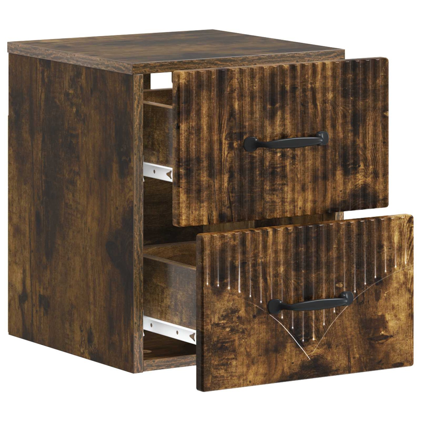 Vegghengt Nattbord med skuff 2 pcs Røkt Eik 34,5 x 33 x 40 cm