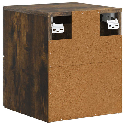 Vegghengt Nattbord med skuff 2 pcs Røkt Eik 34,5 x 33 x 40 cm