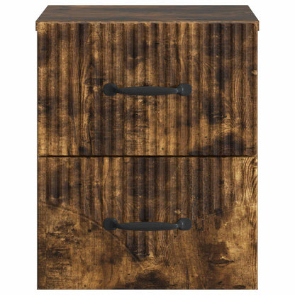 Vegghengt Nattbord med skuff 2 pcs Røkt Eik 34,5 x 33 x 40 cm