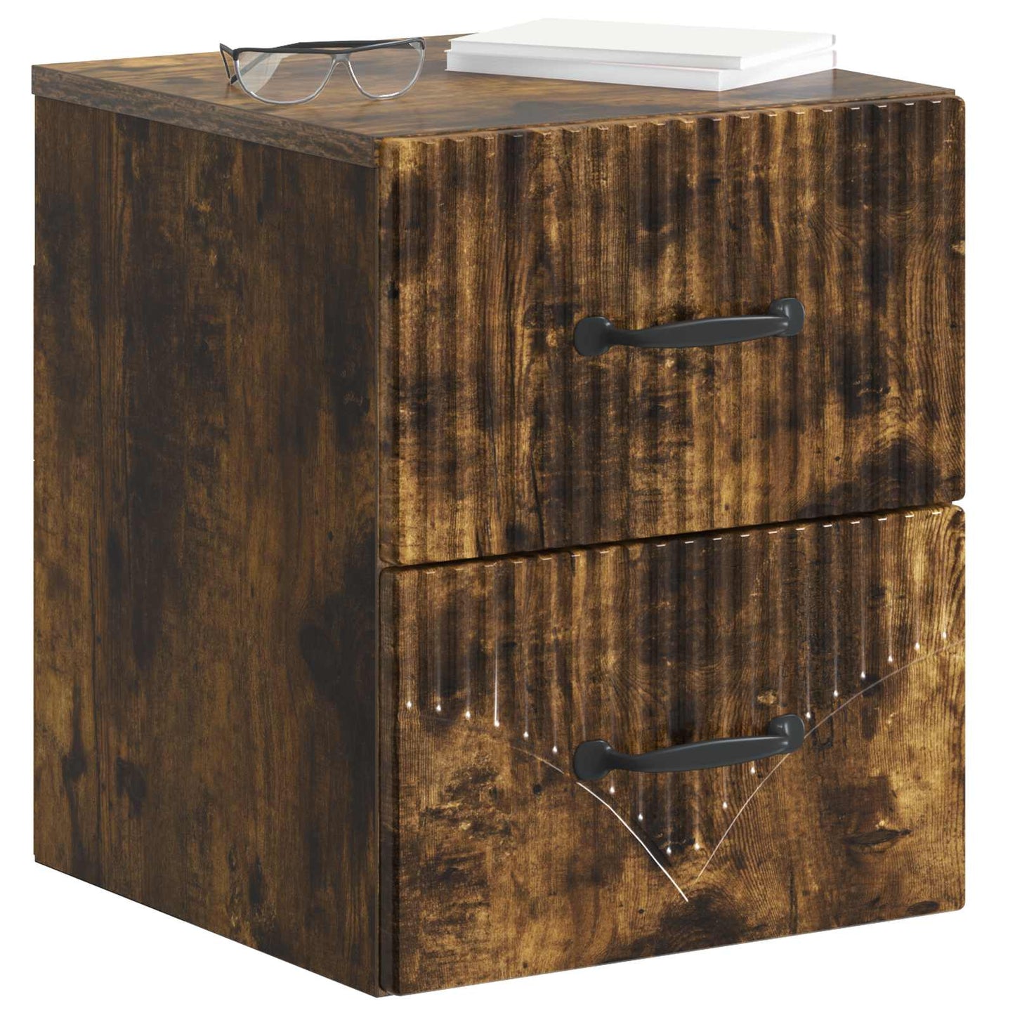 Vegghengt Nattbord med skuff 2 pcs Røkt Eik 34,5 x 33 x 40 cm