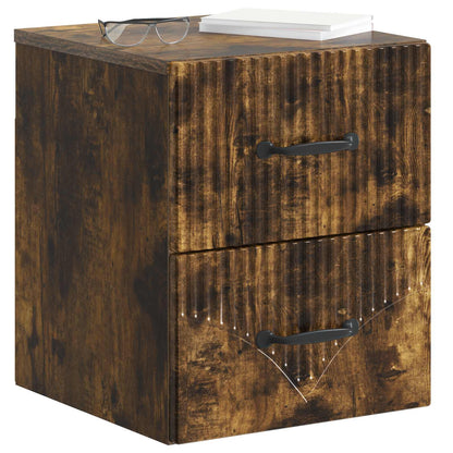 Vegghengt Nattbord med skuff 2 pcs Røkt Eik 34,5 x 33 x 40 cm