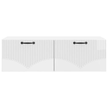 Vegghengt TV skap Høgglans hvit 98 x 41 x 30 cm Konstruert tre