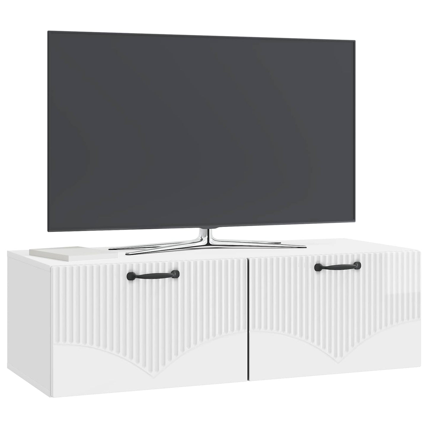 Vegghengt TV skap Høgglans hvit 98 x 41 x 30 cm Konstruert tre