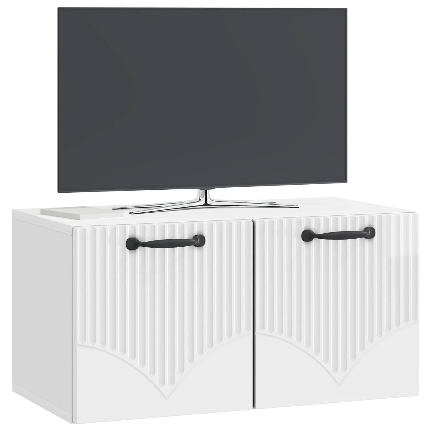 Vegghengt TV skap Veggmontert Høgglans hvit 59,5 x 31 x 30 cm
