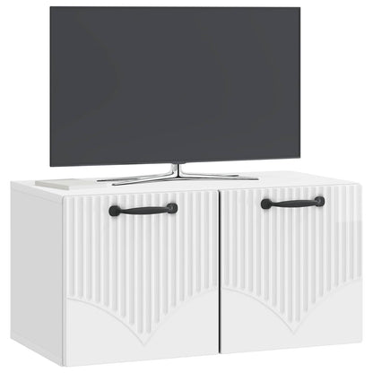 Vegghengt TV skap Veggmontert Høgglans hvit 59,5 x 31 x 30 cm