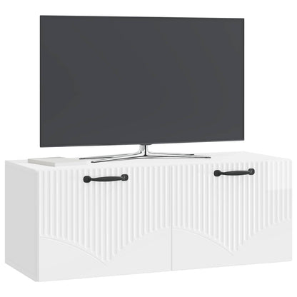 Vegghengt TV skap Veggmontert Høgglans hvit 78,5 x 31 x 30 cm