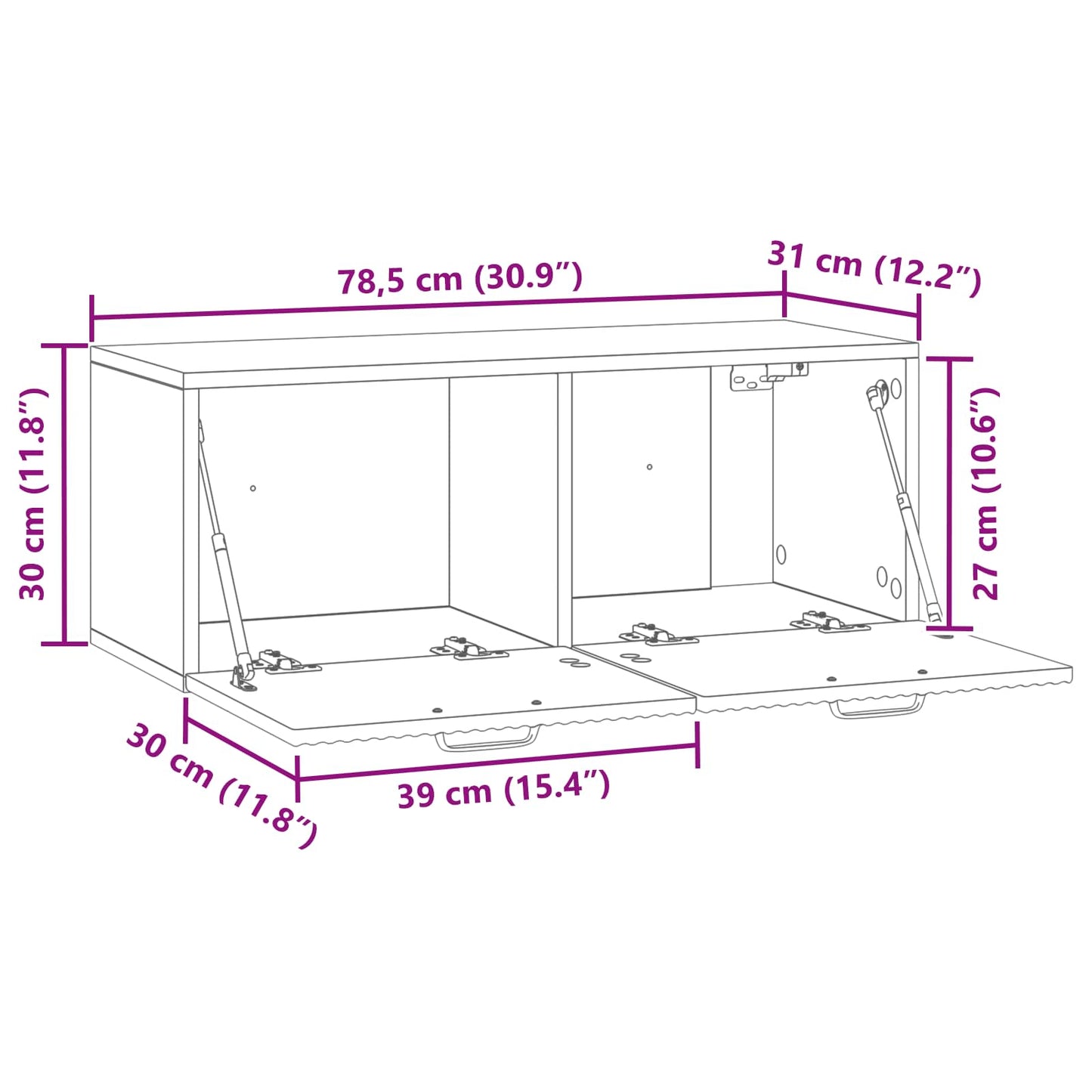 Vegghengt TV skap Gammelt tre 78,5 x 31 x 30 cm Konstruert tre