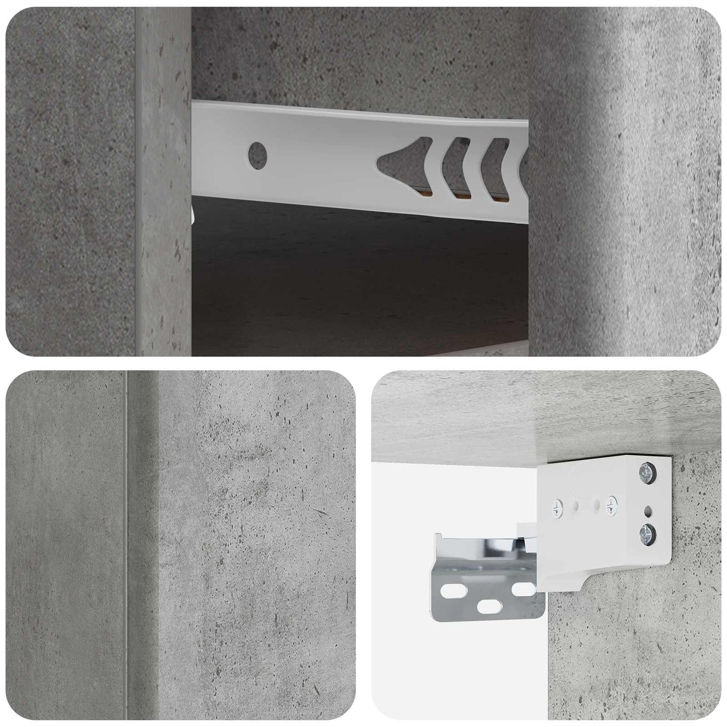 Vegghengt Nattbord med skuff 2 pcs Betonggrå 34,5 x 33 x 20 cm