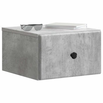 Vegghengt Nattbord med skuff 2 pcs Betonggrå 34,5 x 33 x 20 cm