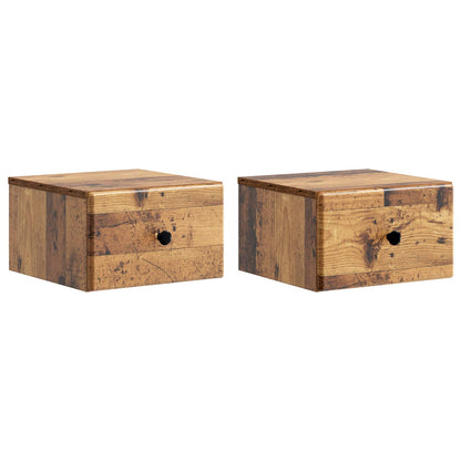 Vegghengt Nattbord 2 pcs Gammelt tre 34,5 x 33 x 20 cm