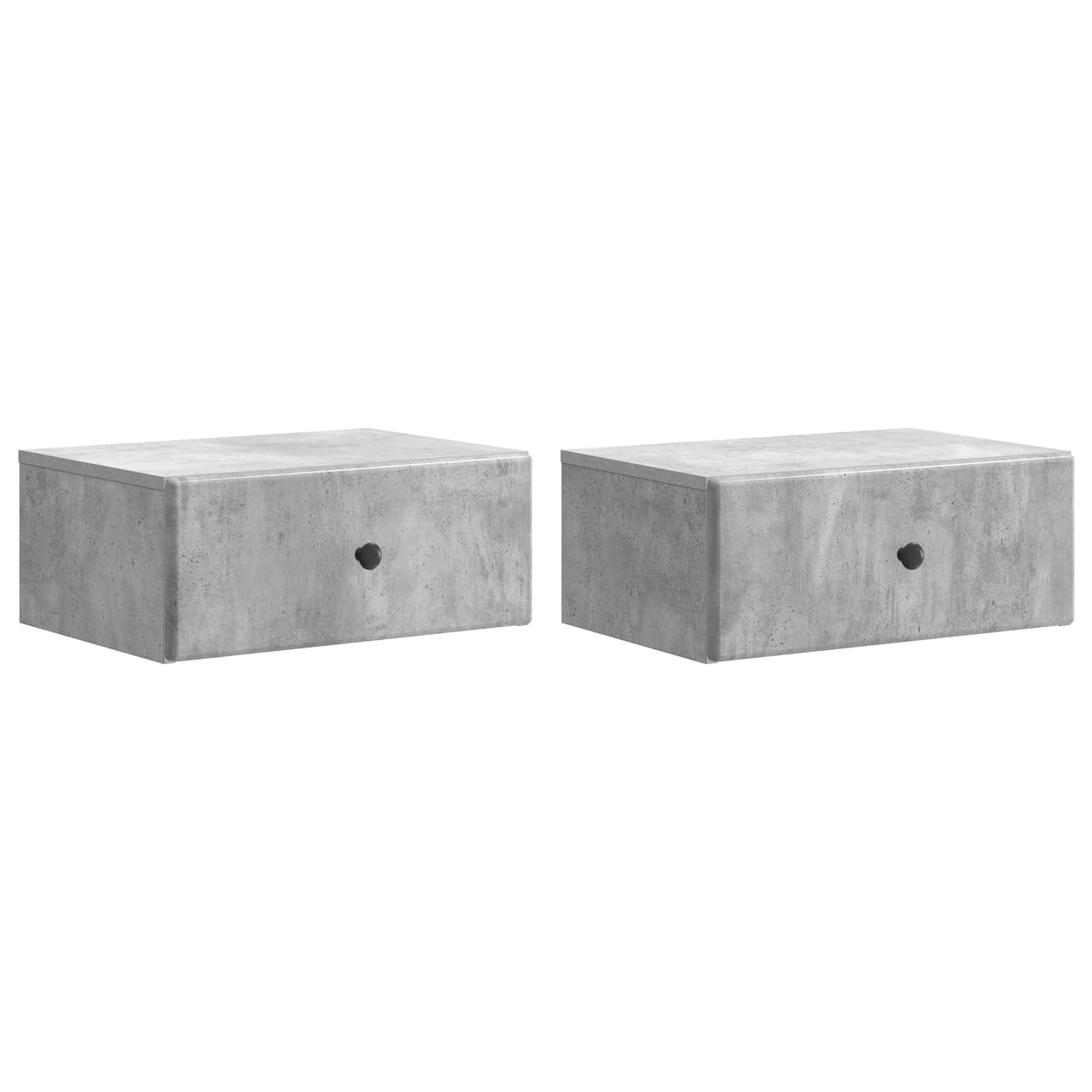 Vegghengt Nattbord med skuff 2 pcs Betonggrå 49 x 34,5 x 20 cm
