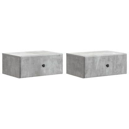 Vegghengt Nattbord med skuff 2 pcs Betonggrå 49 x 34,5 x 20 cm