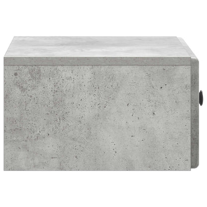 Vegghengt Nattbord med skuff 2 pcs Betonggrå 49 x 34,5 x 20 cm
