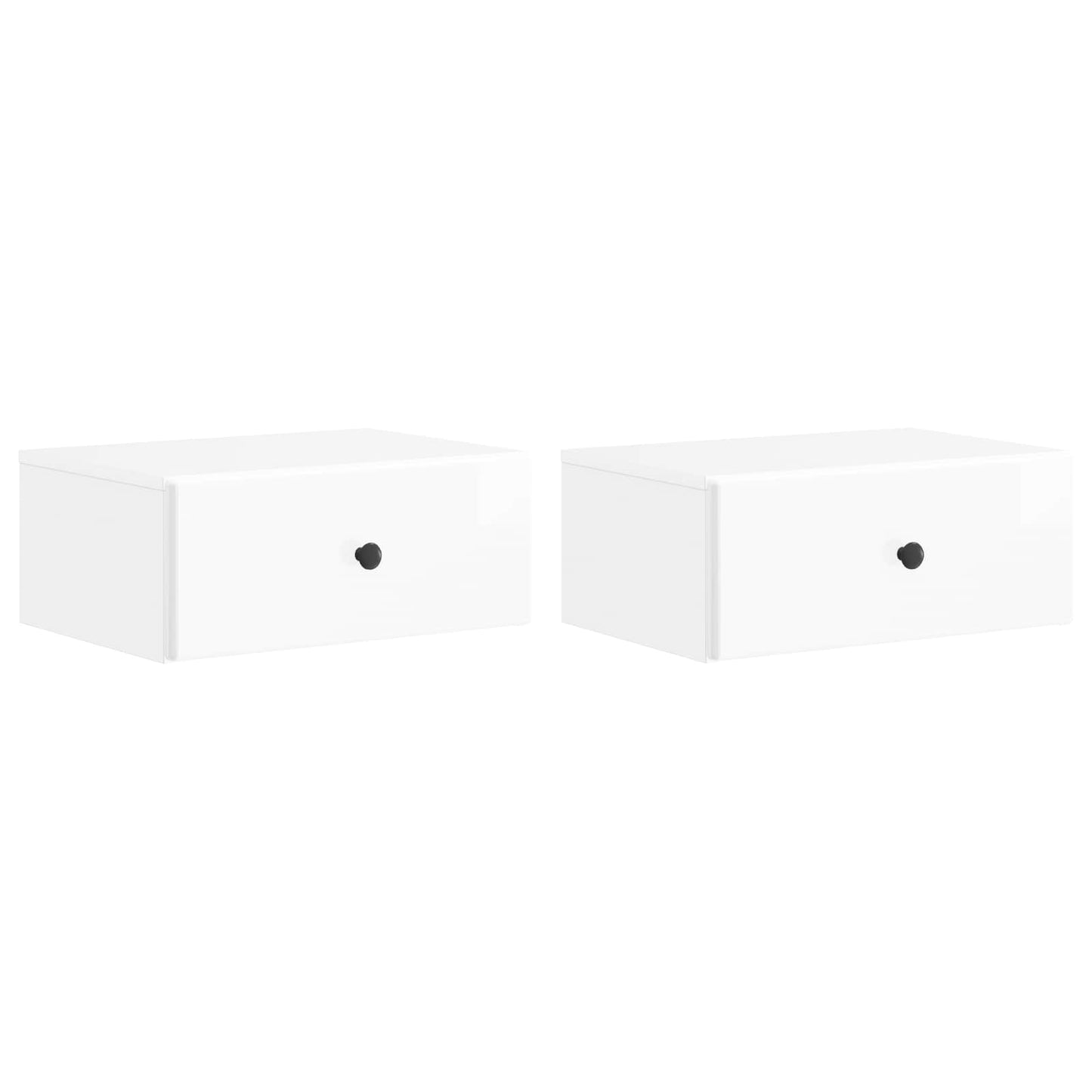 Vegghengt Nattbord 2 pcs Høgglans hvit 49 x 34,5 x 20 cm