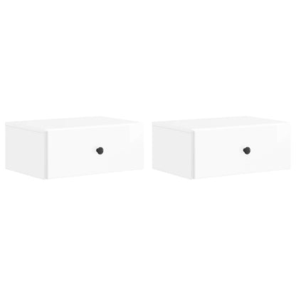 Vegghengt Nattbord 2 pcs Høgglans hvit 49 x 34,5 x 20 cm