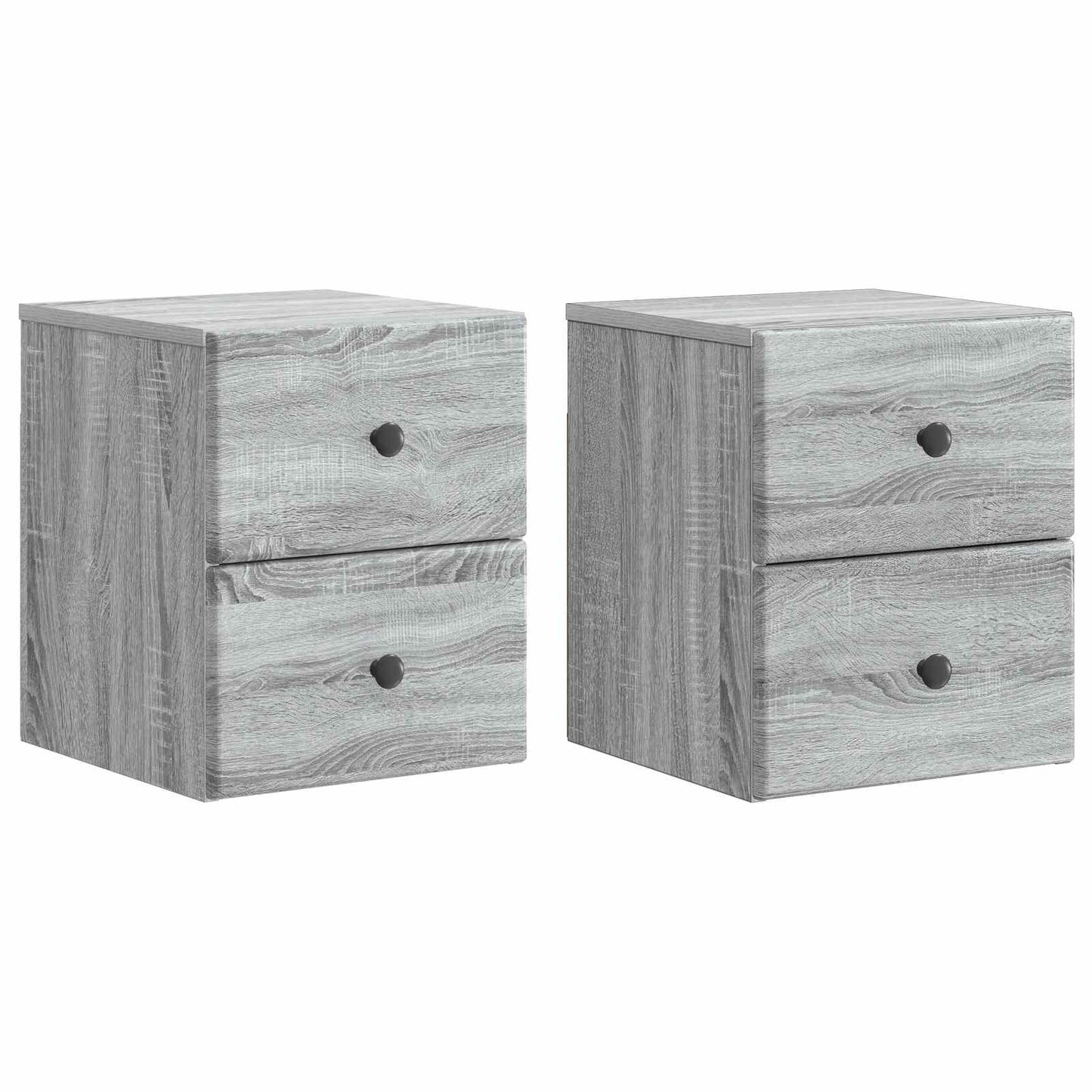 Vegghengt Nattbord med skuff 2 pcs Grå sonoma 34,5 x 33 x 40 cm