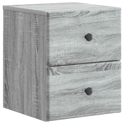 Vegghengt Nattbord med skuff 2 pcs Grå sonoma 34,5 x 33 x 40 cm