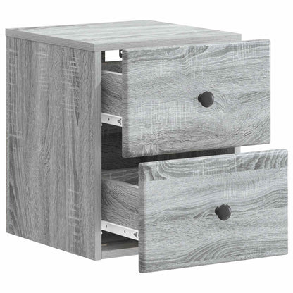 Vegghengt Nattbord med skuff 2 pcs Grå sonoma 34,5 x 33 x 40 cm