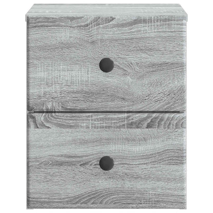 Vegghengt Nattbord med skuff 2 pcs Grå sonoma 34,5 x 33 x 40 cm