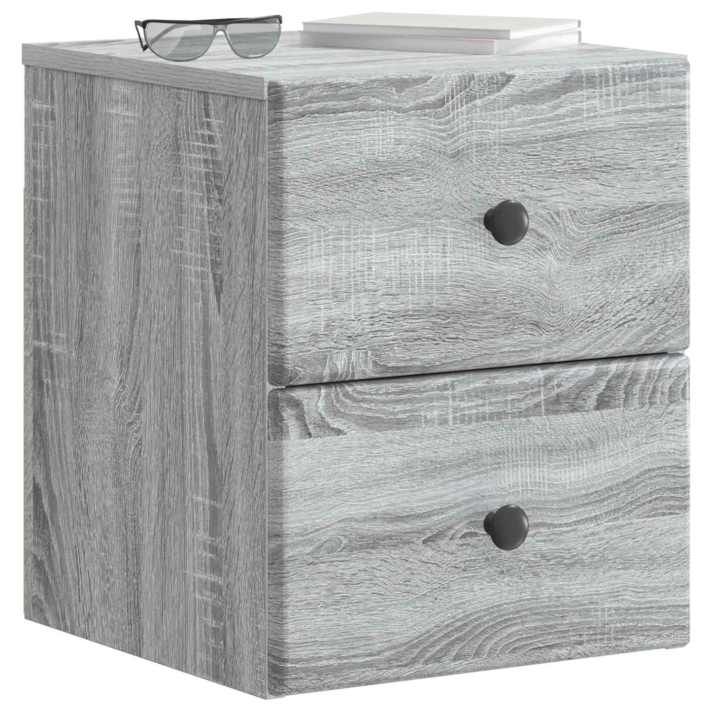 Vegghengt Nattbord med skuff 2 pcs Grå sonoma 34,5 x 33 x 40 cm
