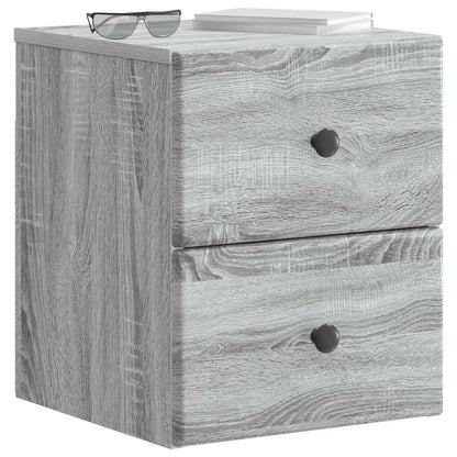 Vegghengt Nattbord med skuff 2 pcs Grå sonoma 34,5 x 33 x 40 cm