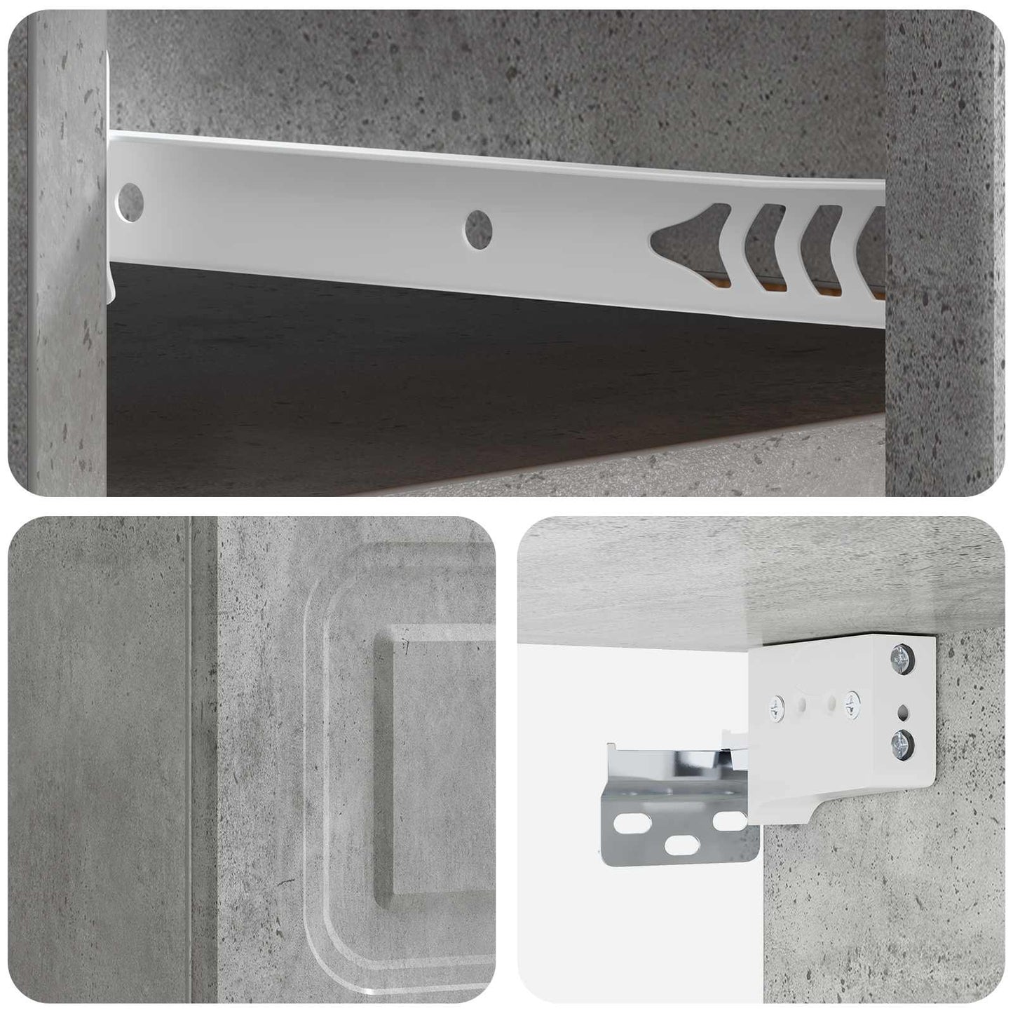 Vegghengt Nattbord med skuff 2 pcs Betonggrå 34,5 x 33 x 20 cm