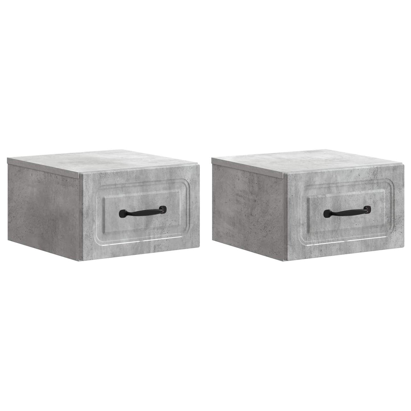Vegghengt Nattbord med skuff 2 pcs Betonggrå 34,5 x 33 x 20 cm