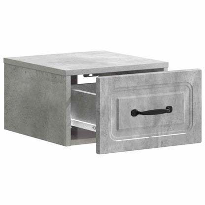 Vegghengt Nattbord med skuff 2 pcs Betonggrå 34,5 x 33 x 20 cm