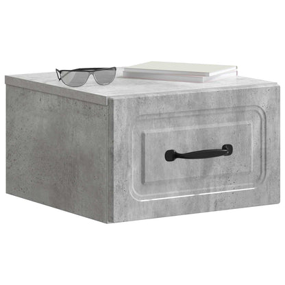 Vegghengt Nattbord med skuff 2 pcs Betonggrå 34,5 x 33 x 20 cm